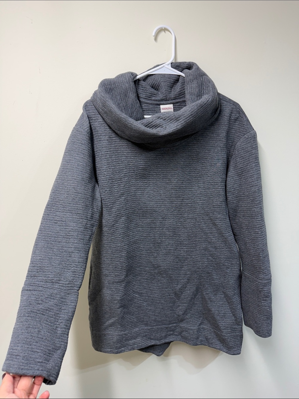 Merona Heather Gray Ribbed Cowl Neck Sweater